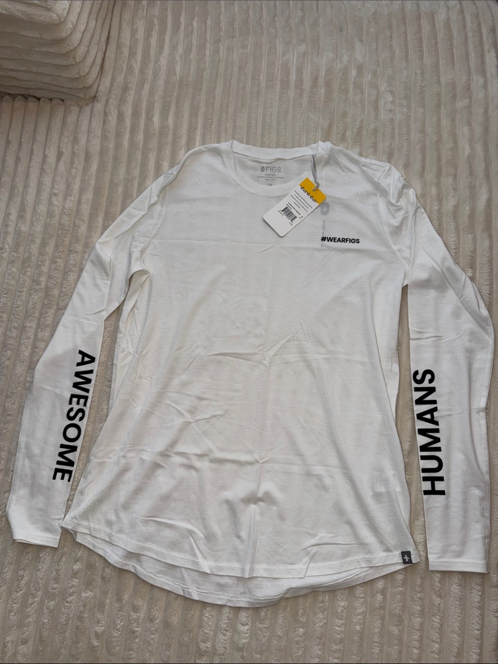 Figs Women’s White Awesome Humans Long Sleeve Tee XS